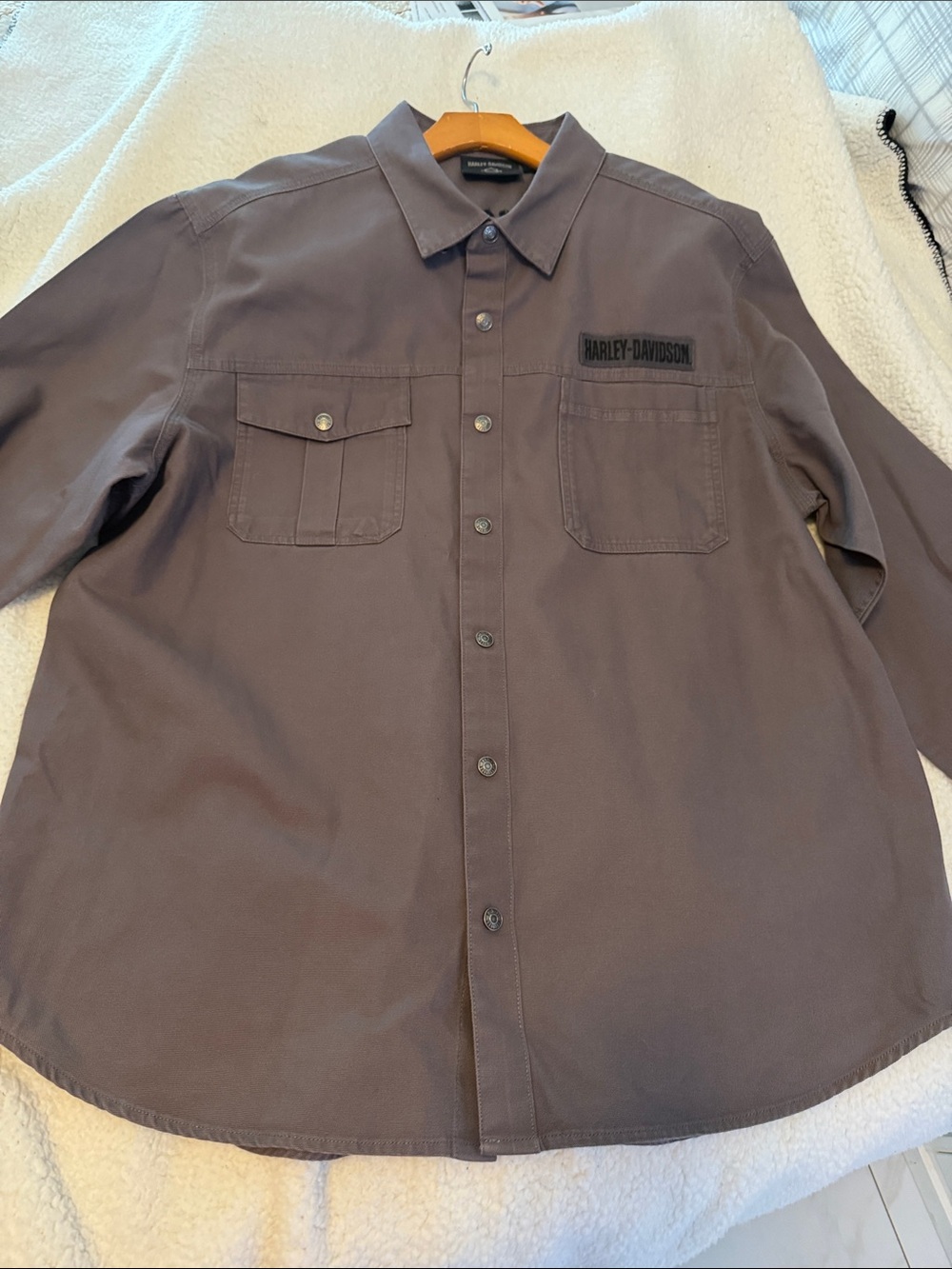 Harley-Davidson Brown Snap-Front Lightweight Shirt Jacket - Picture 7 of 7